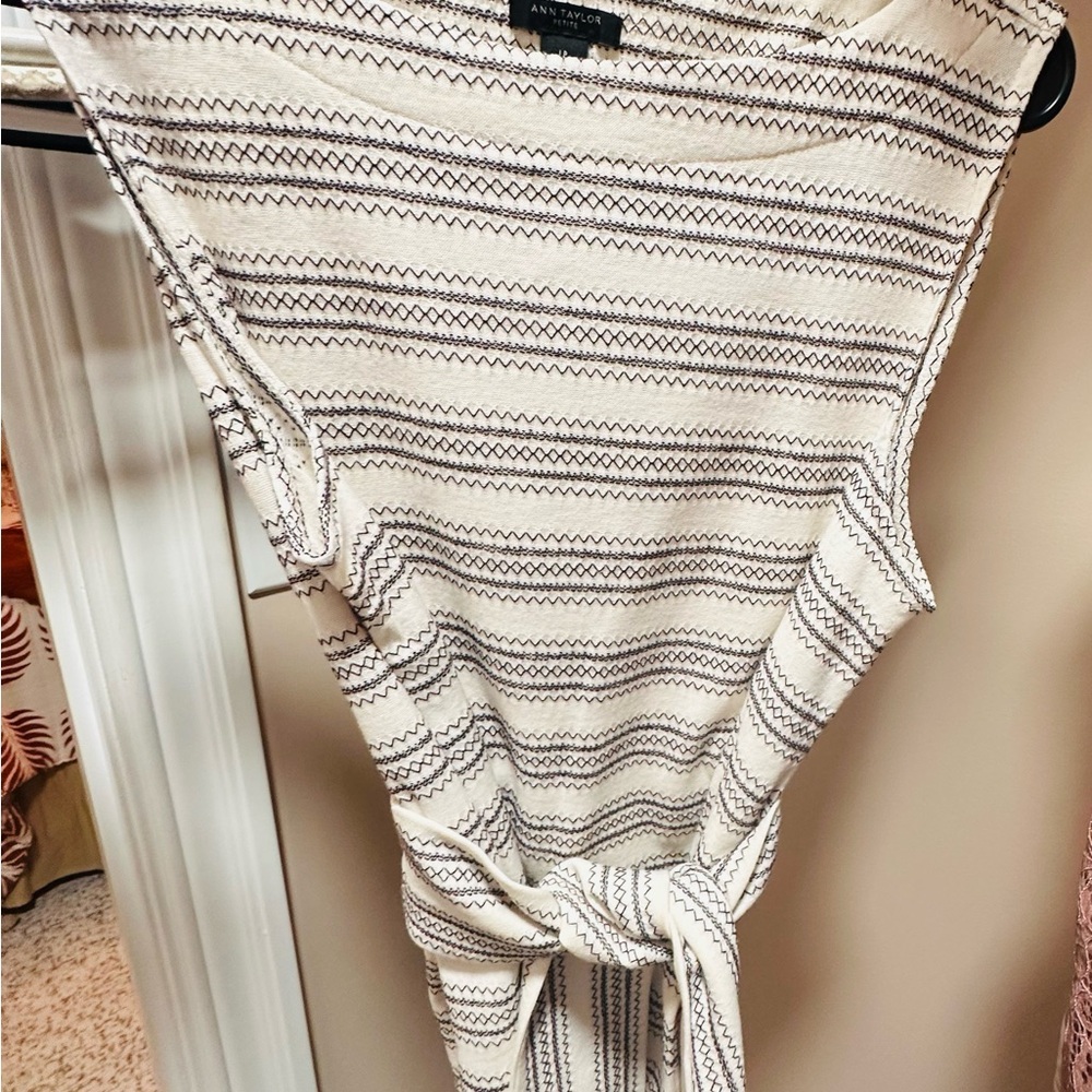 Ann Taylor Cream and Black Striped Top